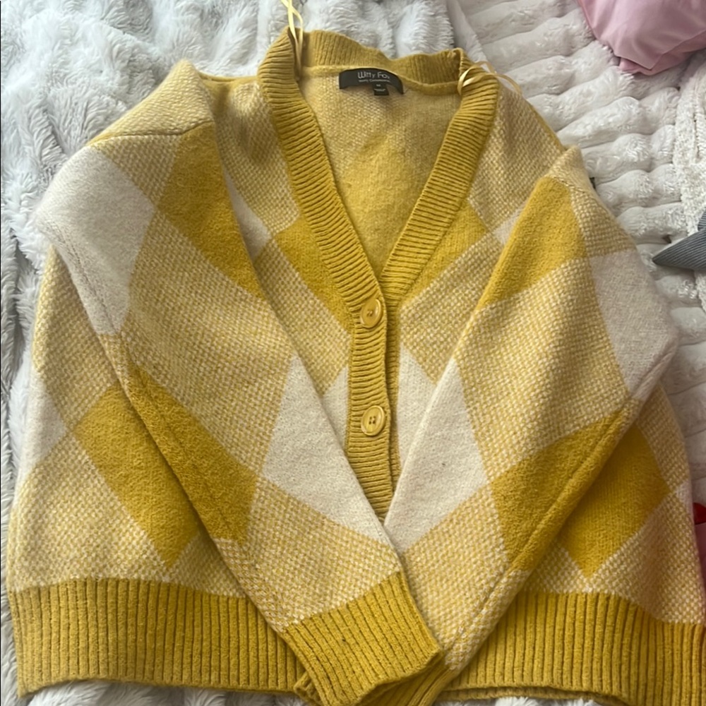 Yellow Plaid Women's Sweater